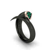 Eclipse Essence Black Ring with Garnet Tsavorites