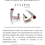 Eclipse Ring with White Diamonds, Burmese Rubies and Garnet Tsavorite