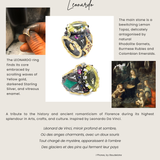 Leonardo Ring with Lemon Topaz, Burmese Rubies and Colombian Emerald