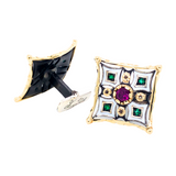 Medici Cufflinks with Emerald and Garnet Rhodolite