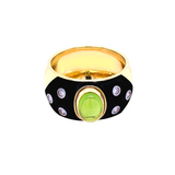 Stella Cabochon Peridot Ring with Diamonds