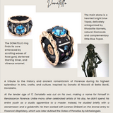 Donatello Ring with Blue Topaz, Rhodolite Garnet and Diamond