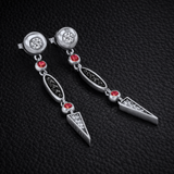 Midnight Earrings with Black & White Diamonds and Burmese Rubies