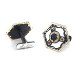 Brunelleschi Cufflinks with London Blue Topaz and Vitreous White Enamel