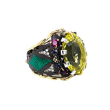 Leonardo Ring with Lemon Topaz, Burmese Rubies and Colombian Emerald