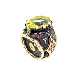 Leonardo Ring with Lemon Topaz, Burmese Rubies and Colombian Emerald