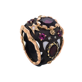 Brunelleschi Ring with Garnet, Rhodolite Garnet and Diamond