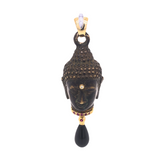 Brass Buddha Pendant with Diamonds, Burmese Rubies and Onyx