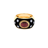 Stella Cabochon Raspberry Garnet Ring with Diamonds