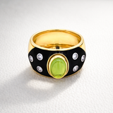 Stella Cabochon Peridot Ring with Diamonds