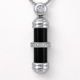Stella Cylinder Necklace with Diamonds and Onyx