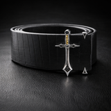 SAINT Leather Belt with Black & White Diamonds M