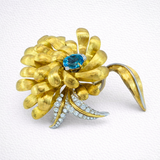 Renaissance Sculptural Cocktail Ring with Blue Topaz & Diamonds