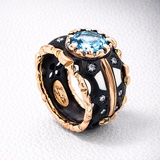 Botticelli Ring with Blue Topaz and Diamond