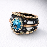 Botticelli Ring with Blue Topaz and Diamond