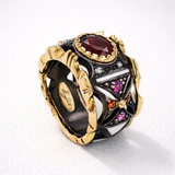 Raphael Ring with Garnet, Rhodolite Garnet and Diamond