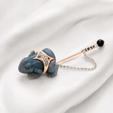 The Frog Lapel Pin with Opal, New Age Diamonds, Burmese Ruby, Ceylon Sapphire and Onyx