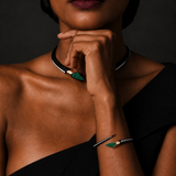 Eclipse Bangle Black with Garnet Tsavorites