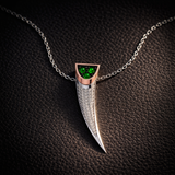 Eclipse Necklace with Full Pavé White Diamonds and Garnet Tsavorites