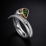 Eclipse Essence Ring with Diamonds and Garnet Tsavorites