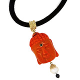 Buddha’s Head with Bamboo’ Coral, Freshwater Pearl and Onyx