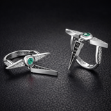 Midnight Ring with Black & White Diamonds and Garnet Tsavorites