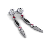 Midnight Earrings with Black & White Diamonds and Burmese Rubies