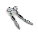 Midnight Earrings with Black & White Diamonds and Garnet Tsavorites