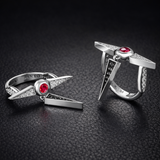 Midnight Ring with Black & White Diamonds and Burmese Rubies