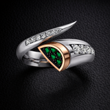 Eclipse Essence Ring with Diamonds and Garnet Tsavorites