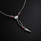 Midnight Necklace with Black & White Diamonds and Burmese Rubies