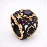 Brunelleschi Ring with Garnet, Rhodolite Garnet and Diamond