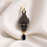 Brass Buddha Pendant with Diamonds, Burmese Rubies and Onyx