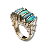 Neptune Ring with Opal and Diamonds