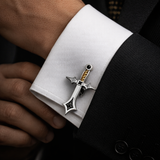 SAINT Cufflinks with Black & White Diamonds