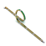 Tennis Bracelet in Yellow Gold with Garnet Tsavorite & Diamonds (0.05)