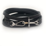 SAINT Leather Bracelet with Black & White Diamonds