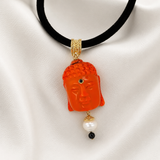 Buddha’s Head with Bamboo’ Coral, Freshwater Pearl and Onyx