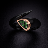 Eclipse Essence Black Ring with Garnet Tsavorites
