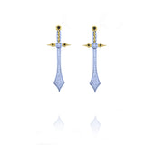 SAINT Sword Earrings with White Diamonds Full Pavee' and Black Diamonds