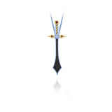 SAINT Sword Pendant with Black Diamonds Full Pavee', White Diamonds and Burmese Rubies